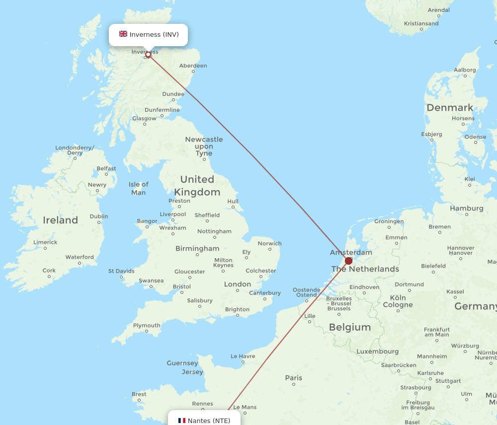 NTE-INV flight routes
