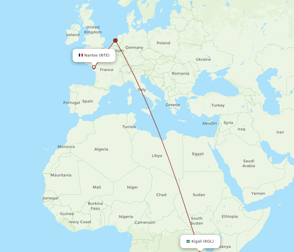 NTE-KGL flight routes