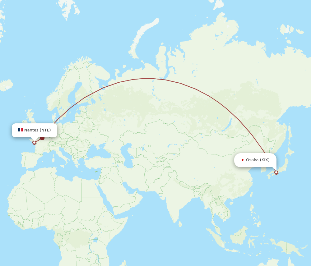NTE-KIX flight routes
