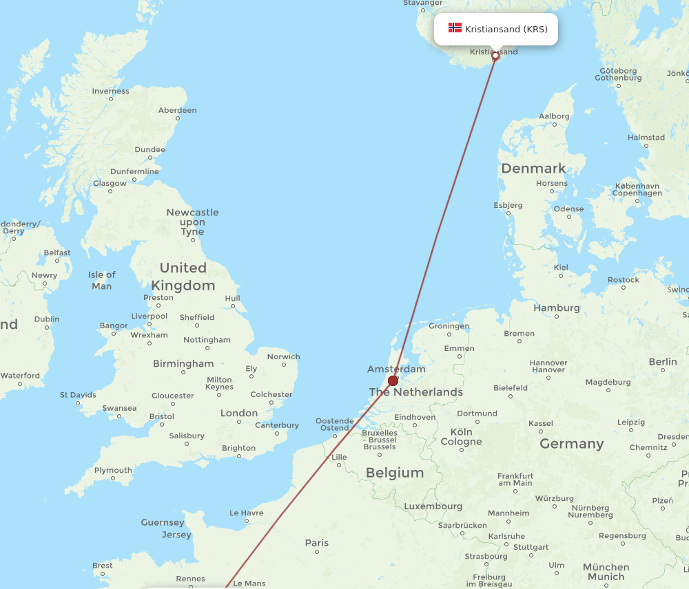 NTE-KRS flight routes
