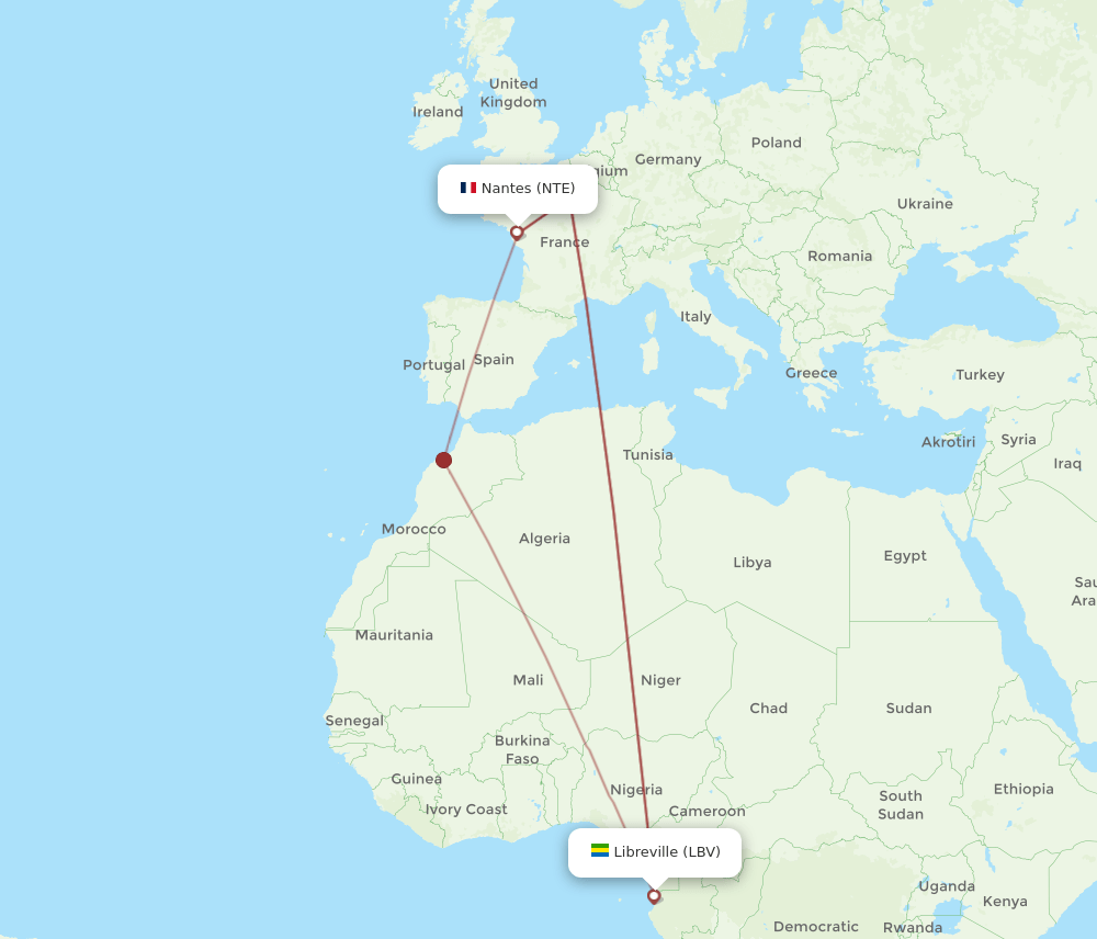 NTE-LBV flight routes