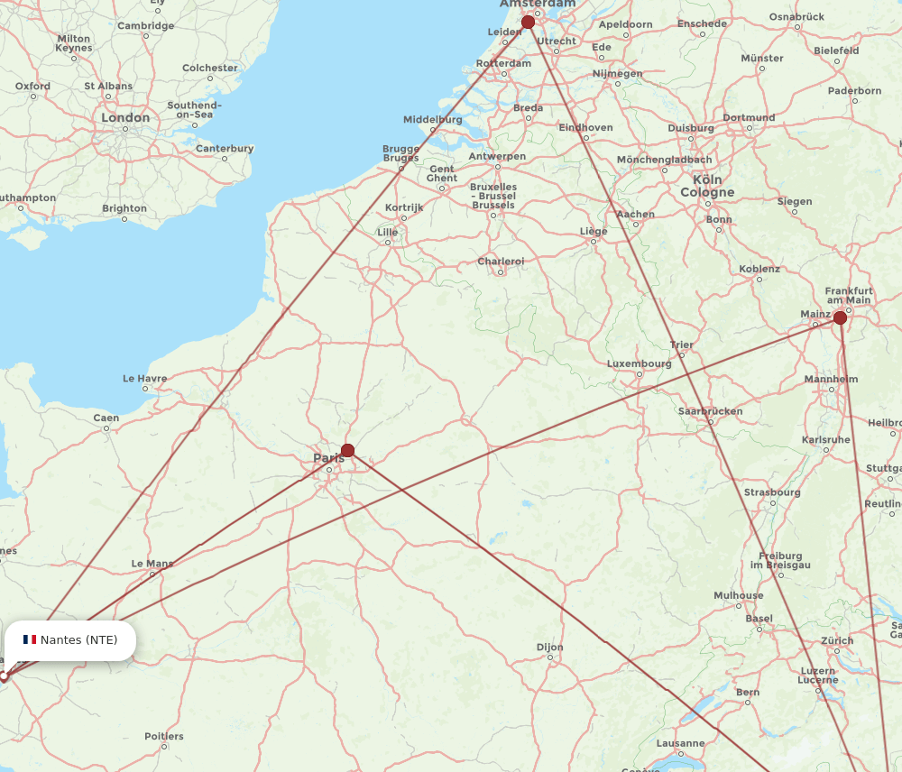 NTE to LIN flights and routes map