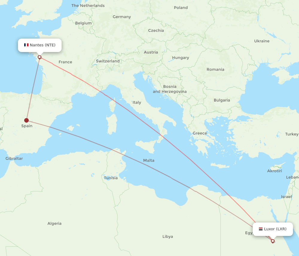 NTE-LXR flight routes