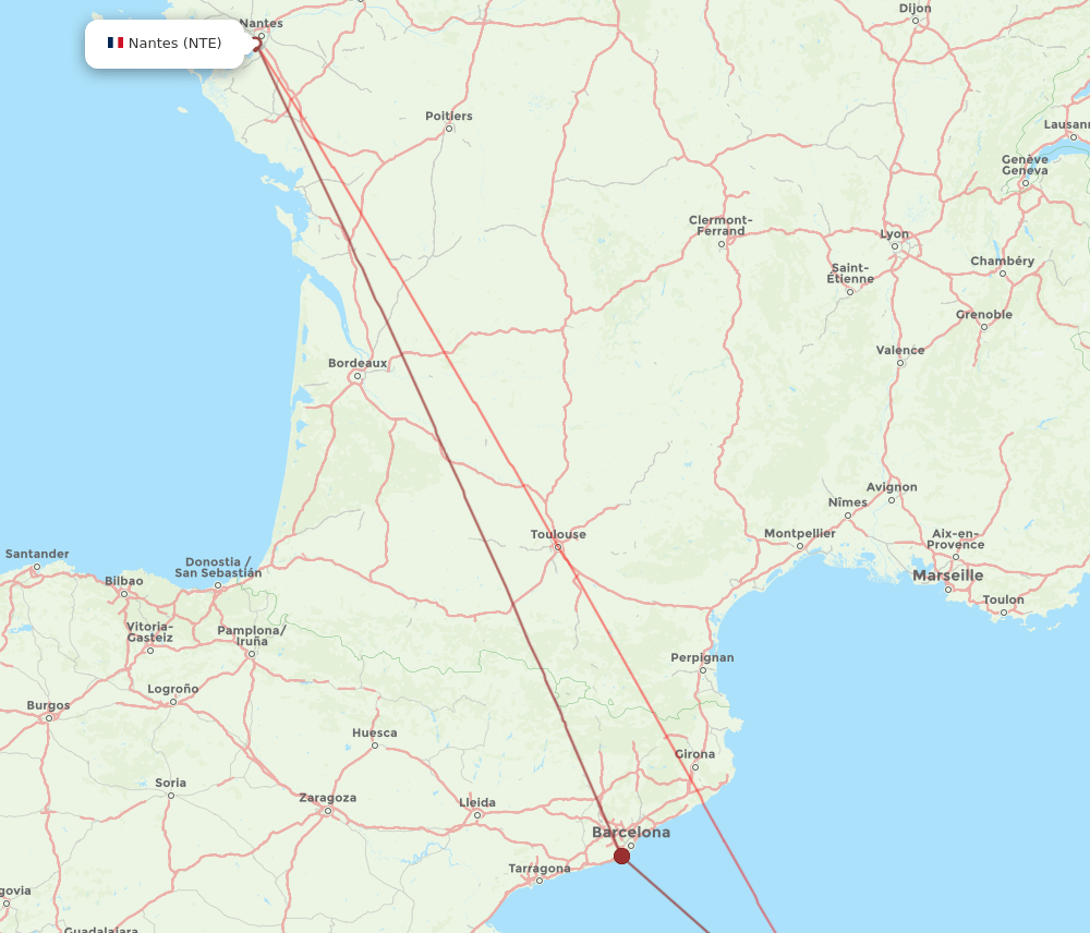 NTE-MAH flight routes