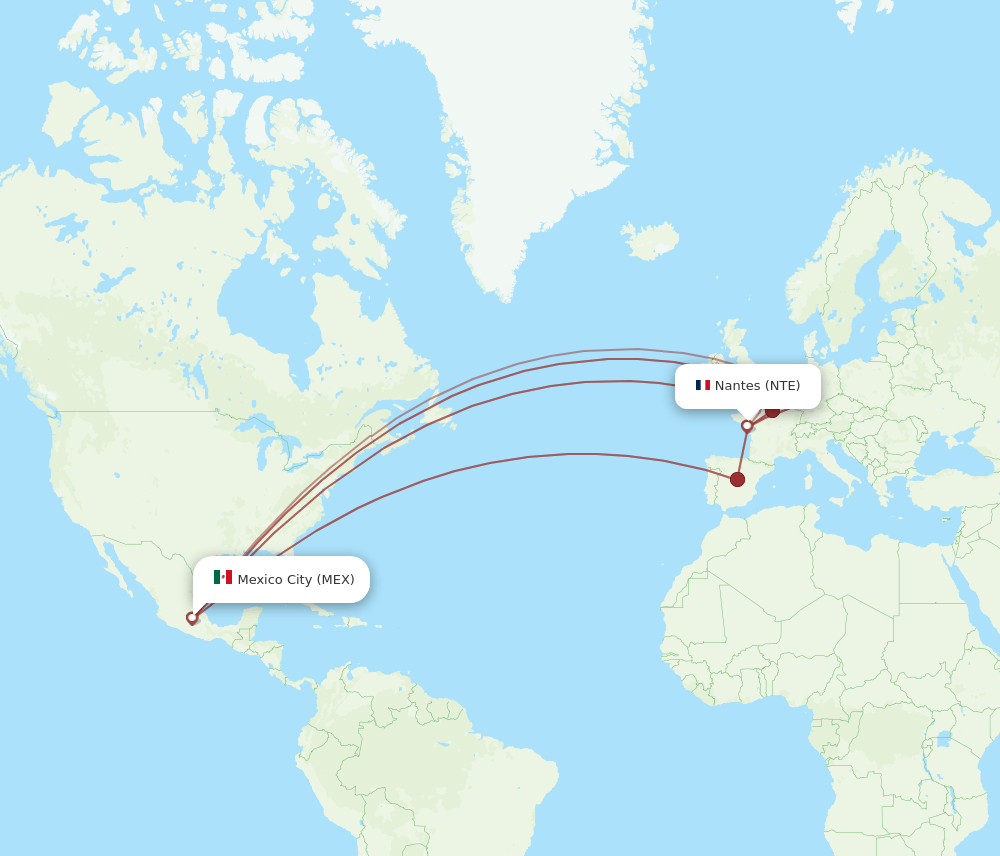 NTE-MEX flight routes