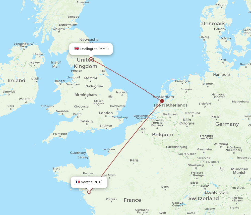 NTE-MME flight routes