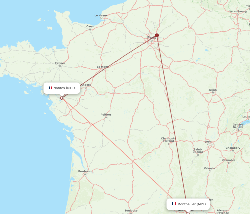 NTE to MPL flights and routes map