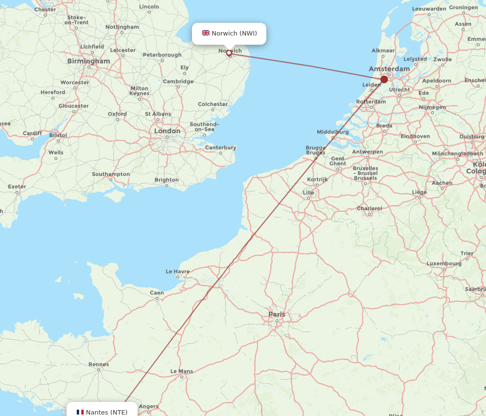 NTE-NWI flight routes