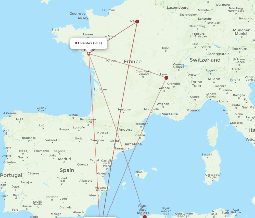 NTE-ORN flight routes