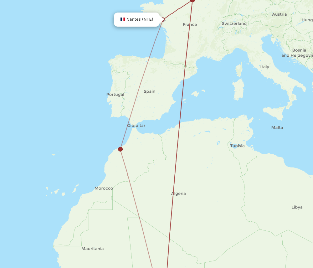 NTE-OUA flight routes