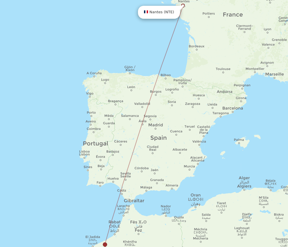 NTE-OZZ flight routes