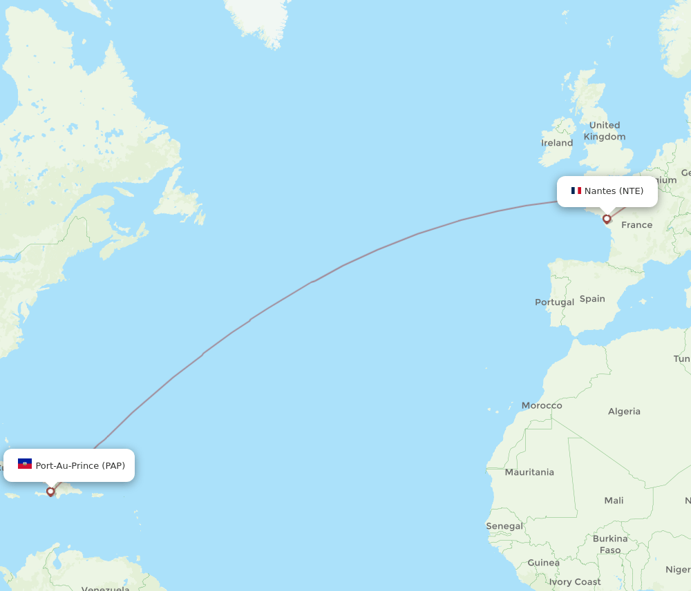 NTE-PAP flight routes