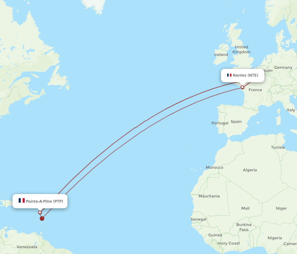 NTE-PTP flight routes