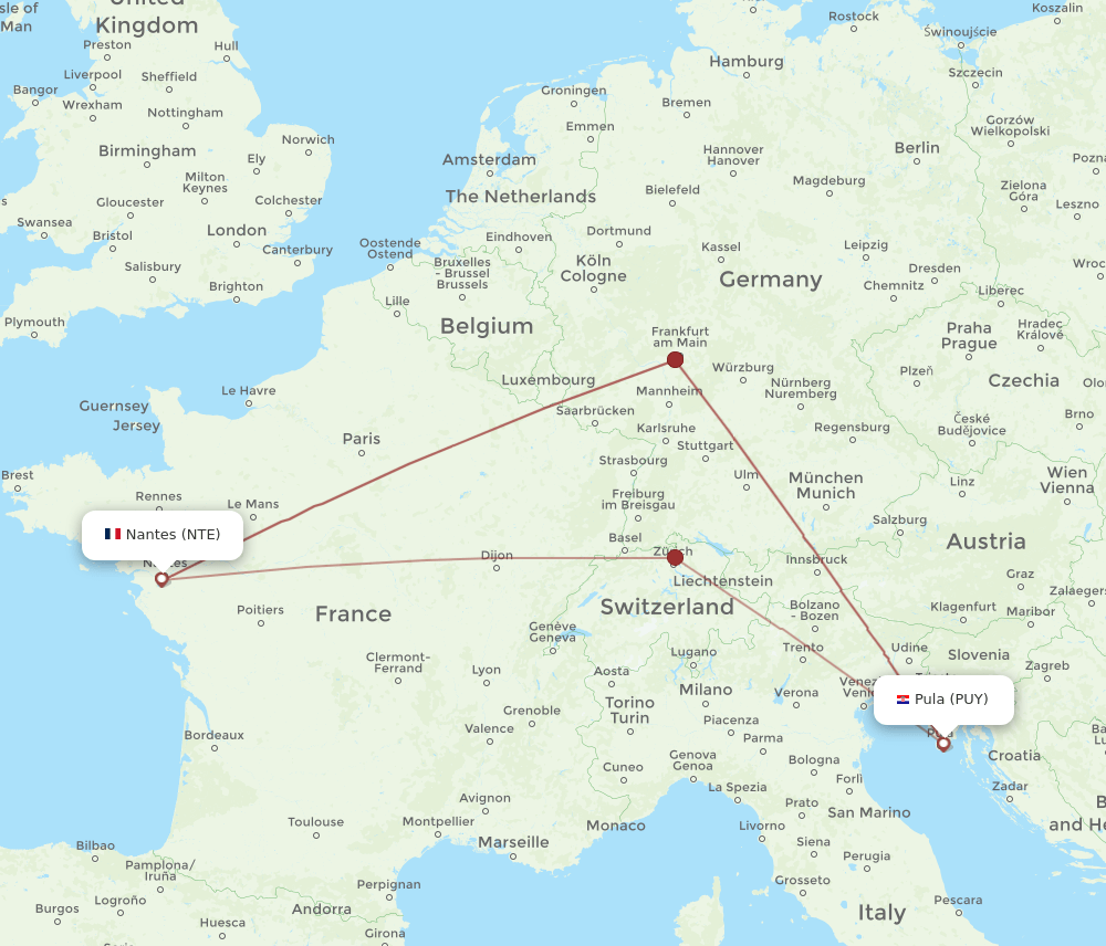NTE-PUY flight routes