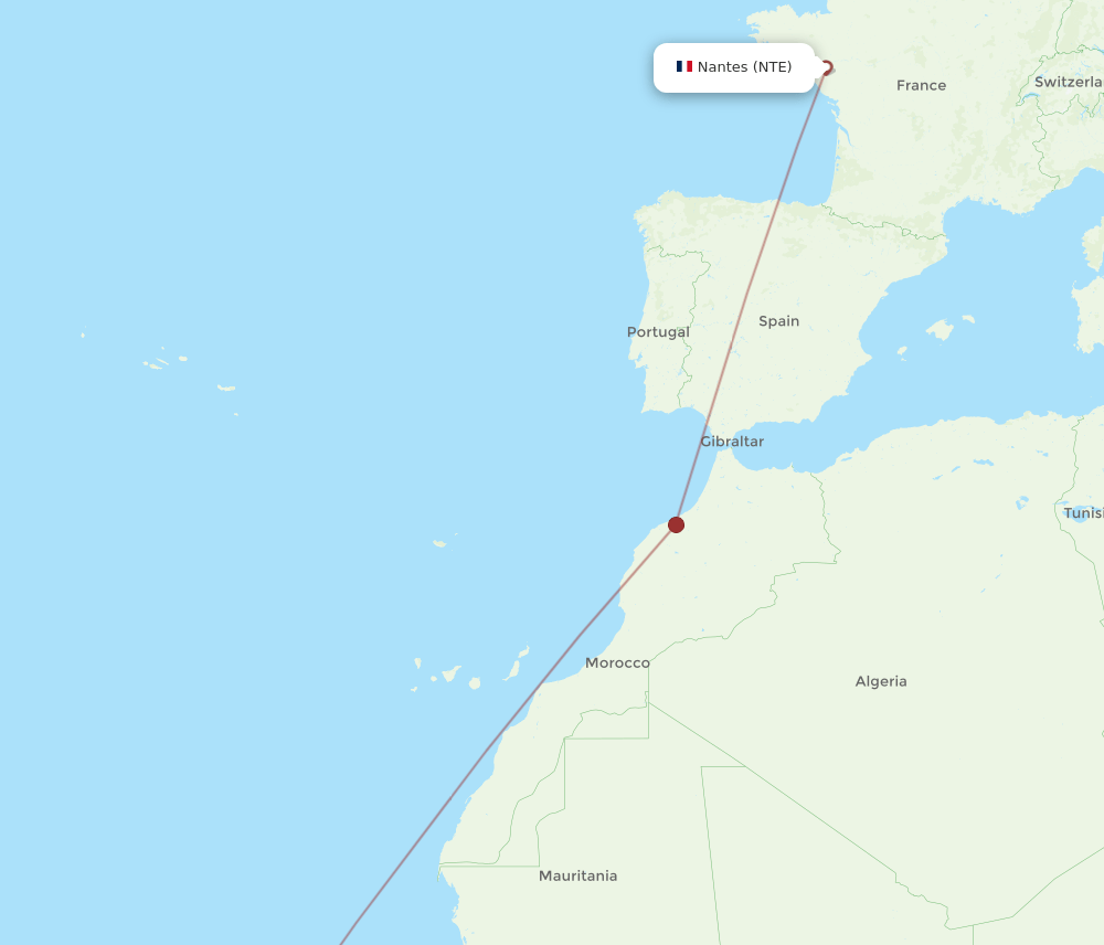 NTE to RAI flights and routes map