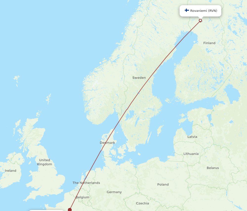 NTE-RVN flight routes