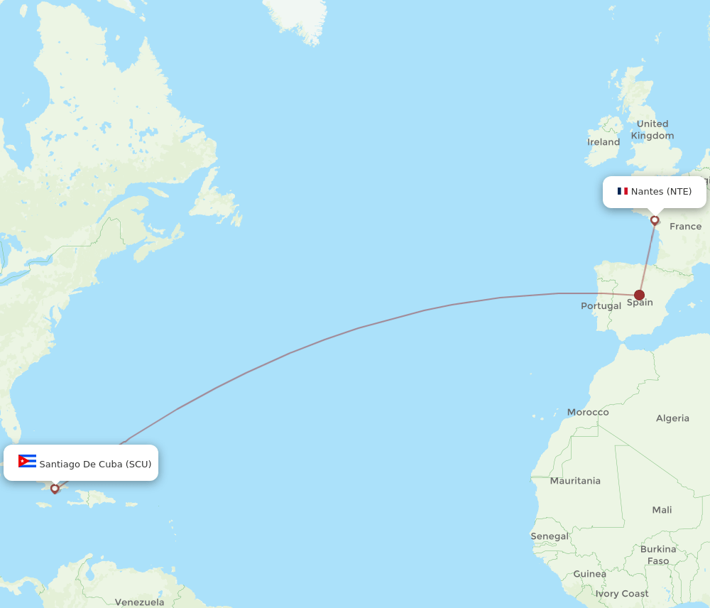 NTE-SCU flight routes