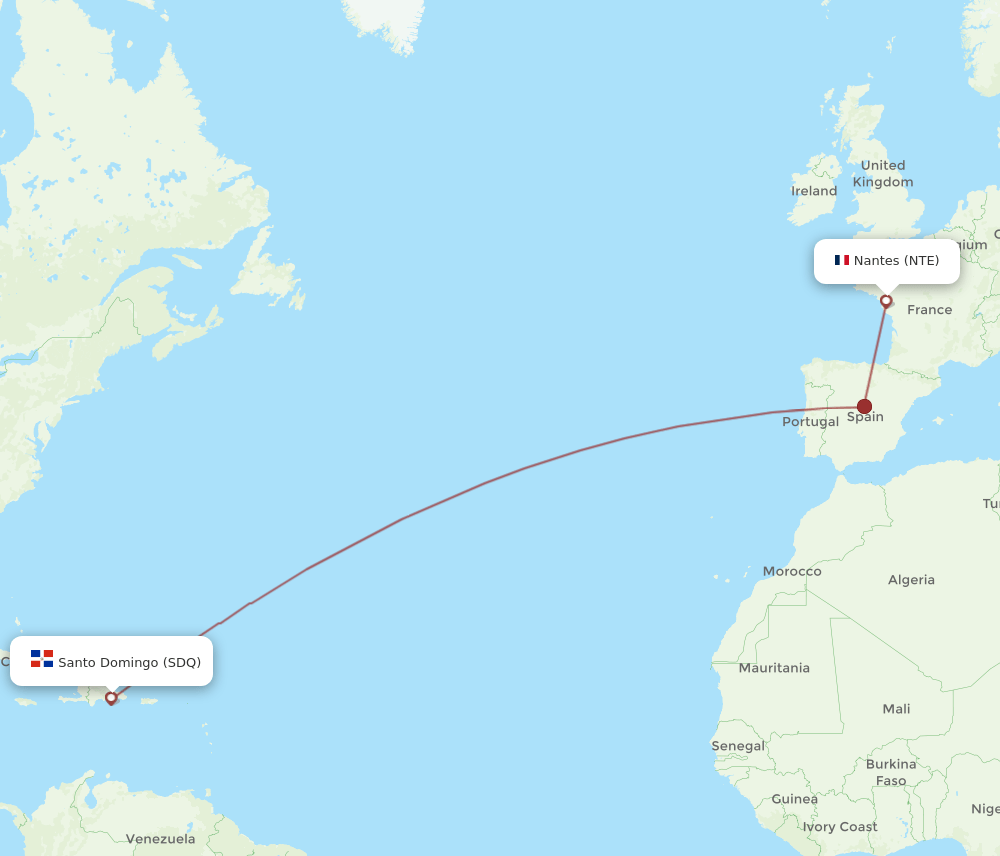NTE-SDQ flight routes