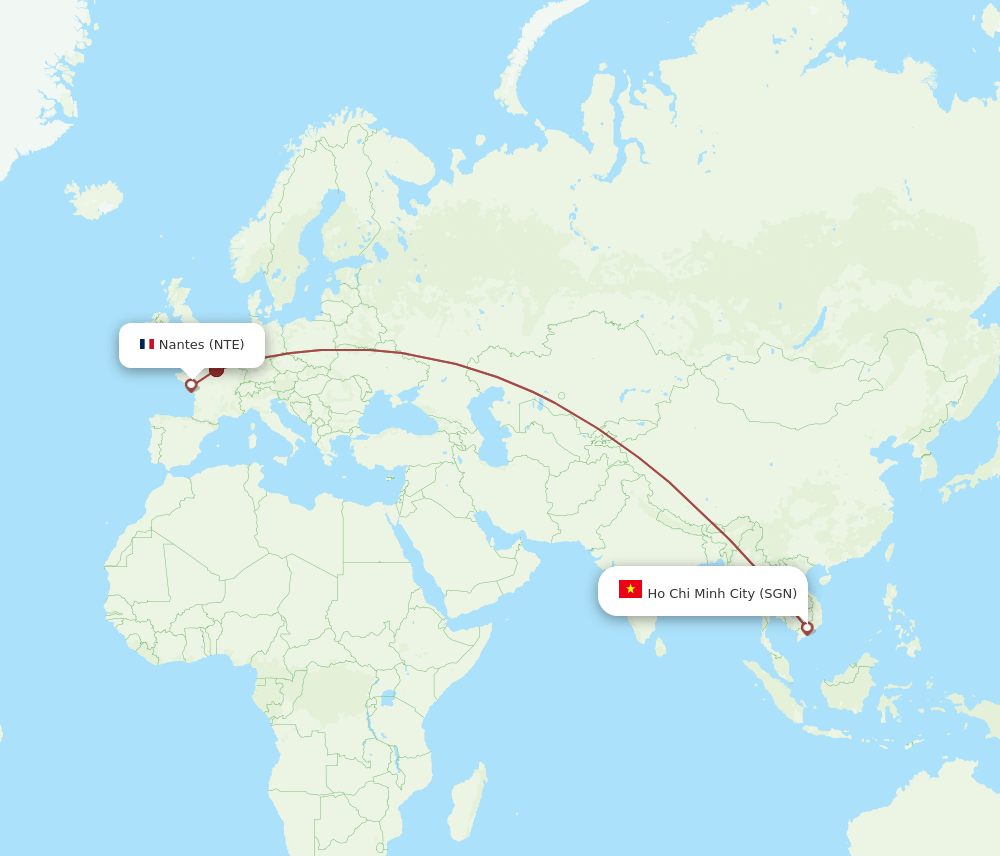 NTE to SGN flights and routes map