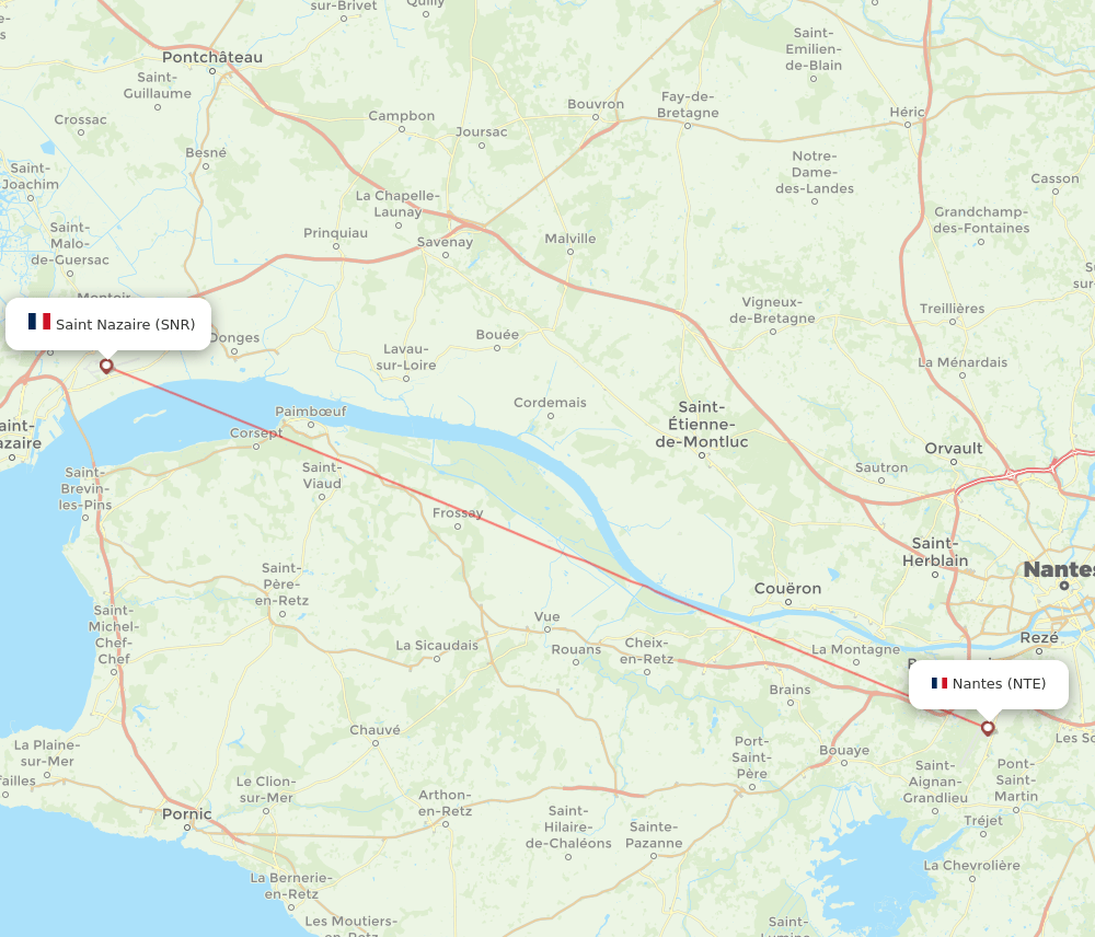 NTE to SNR flights and routes map