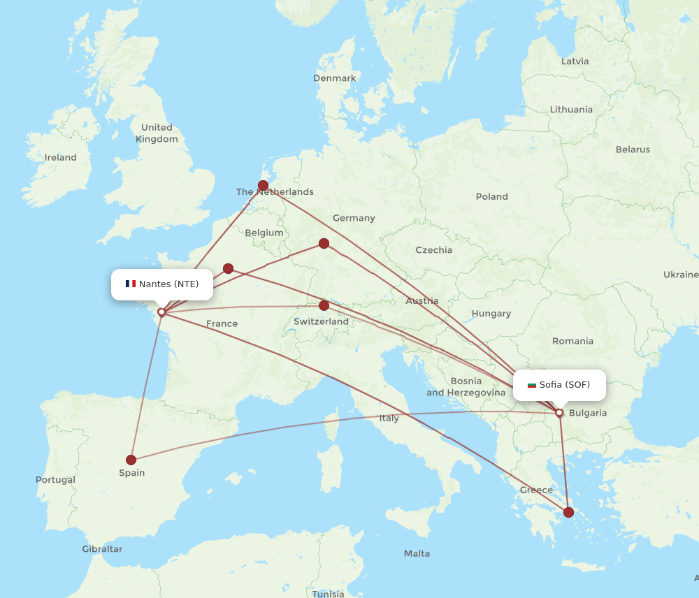 NTE-SOF flight routes