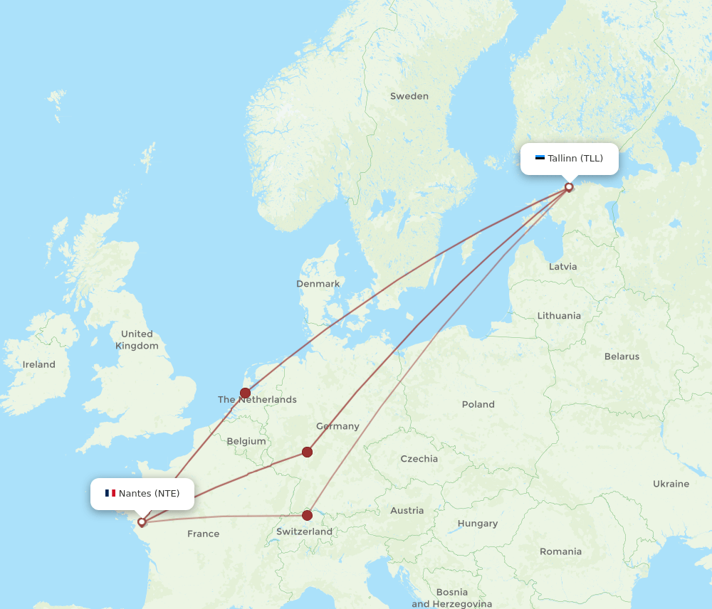 NTE-TLL flight routes