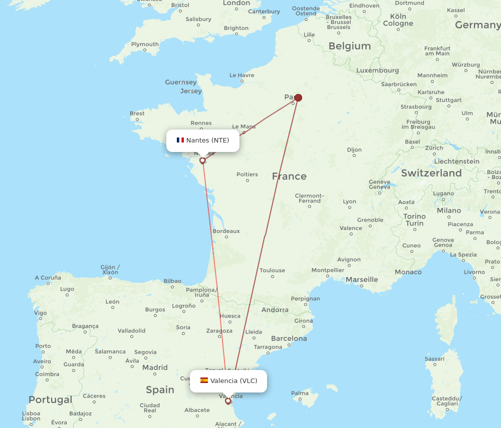 NTE-VLC flight routes