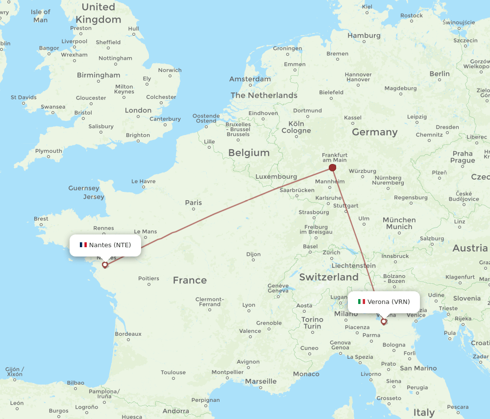 NTE-VRN flight routes