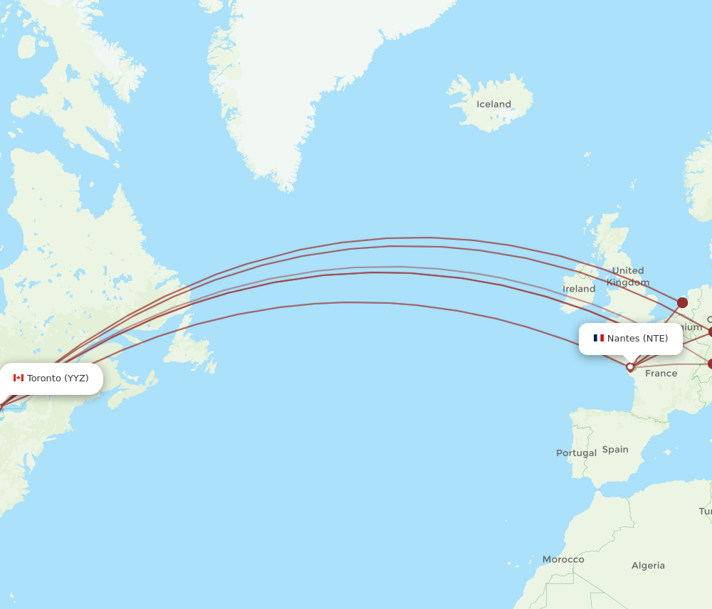 NTE-YYZ flight routes