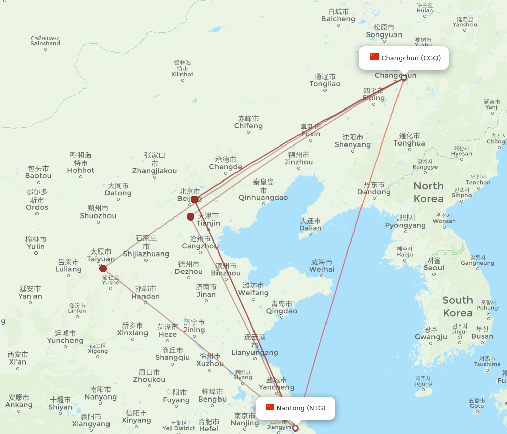 NTG to CGQ flights and routes map
