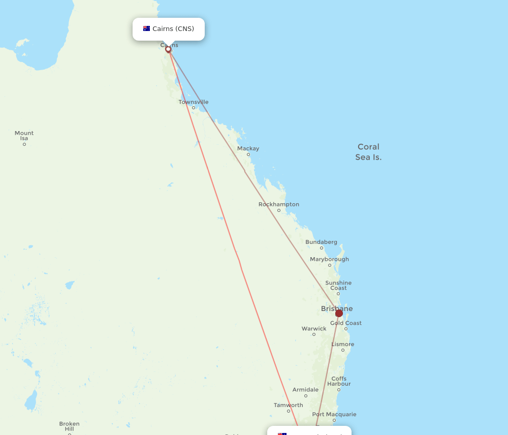 NTL-CNS flight routes
