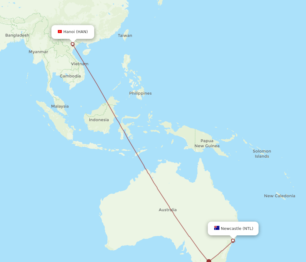 NTL-HAN flight routes