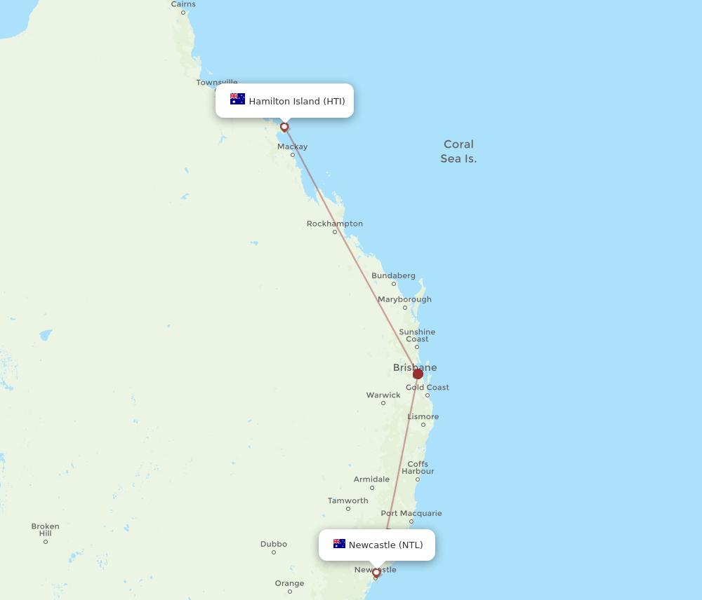 NTL-HTI flight routes