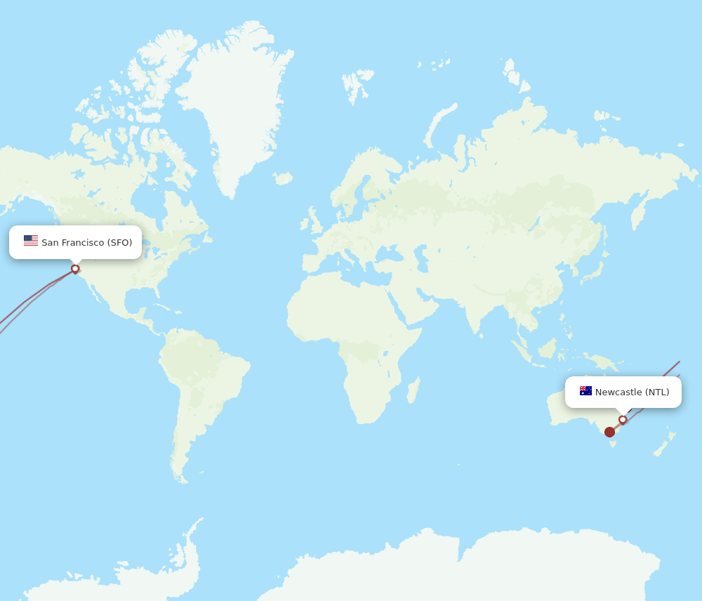 NTL-SFO flight routes