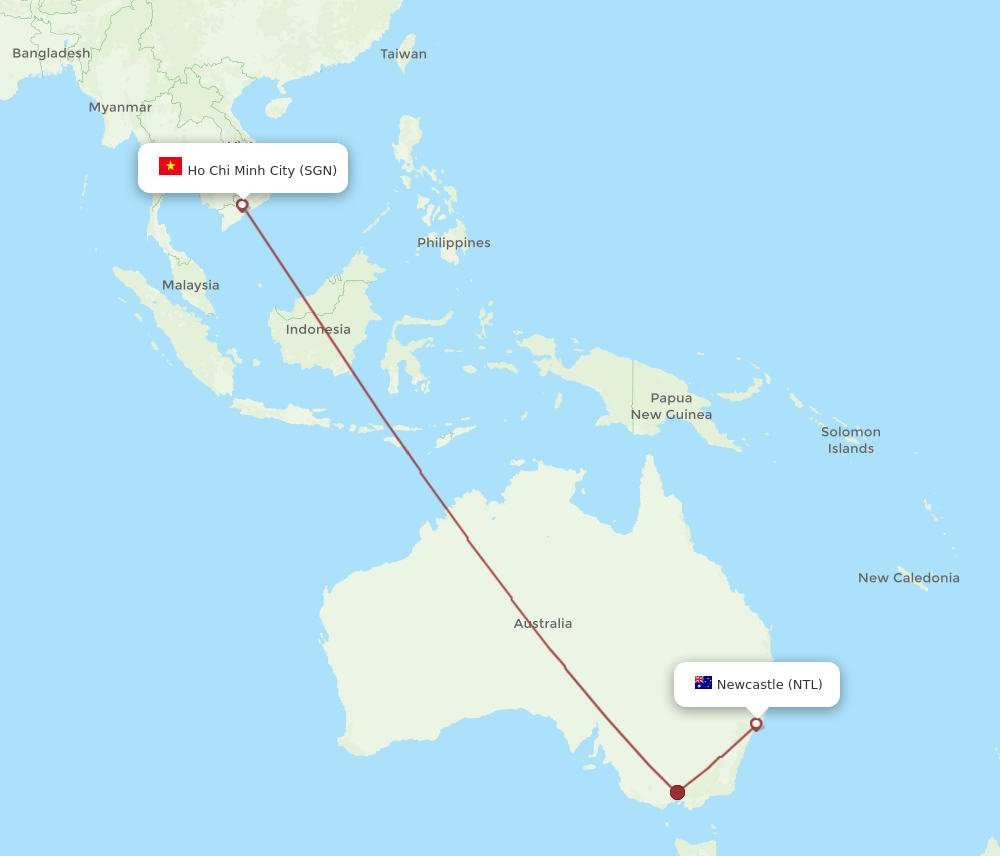 NTL-SGN flight routes