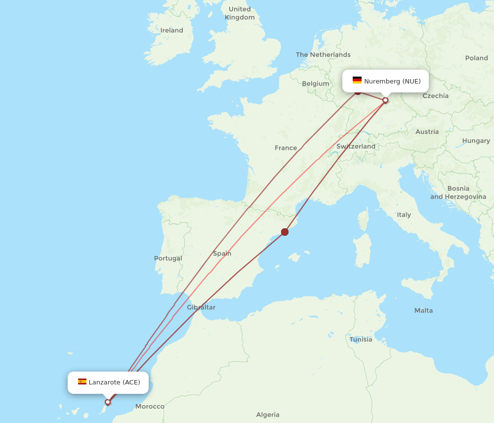 NUE-ACE flight routes