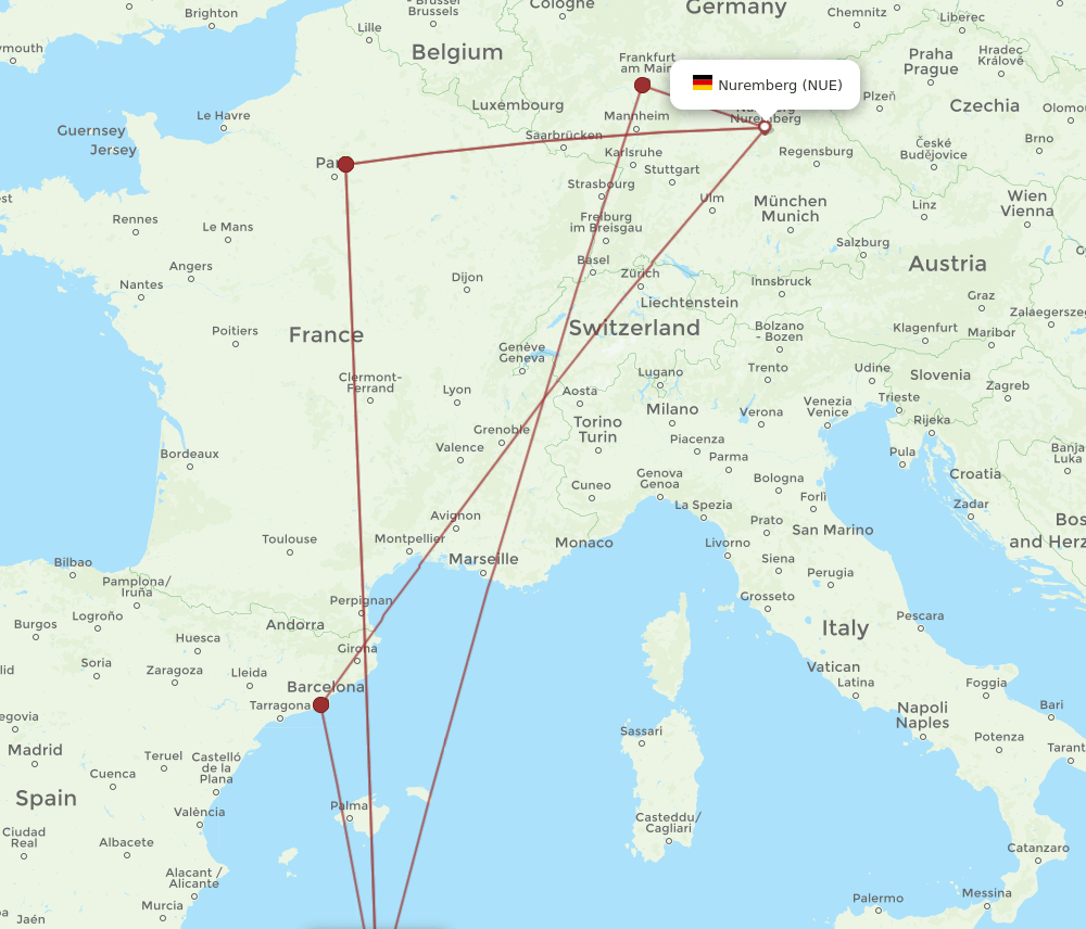 NUE-ALG flight routes