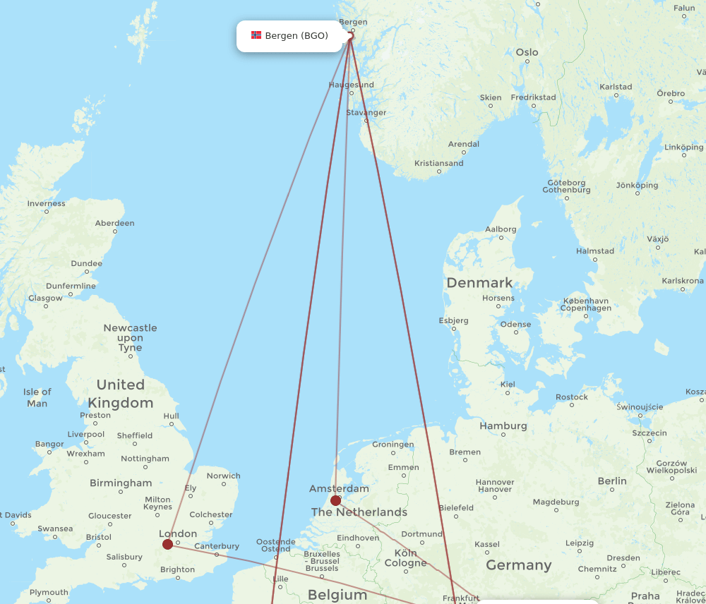 NUE-BGO flight routes