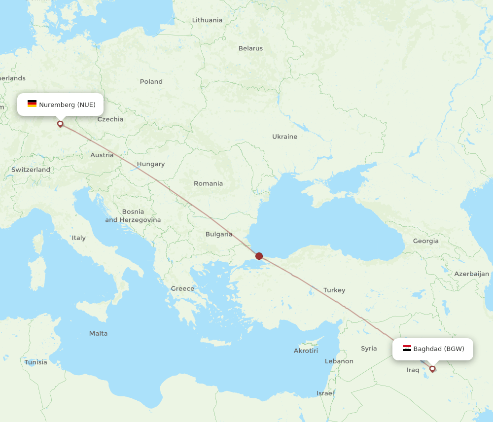 NUE-BGW flight routes