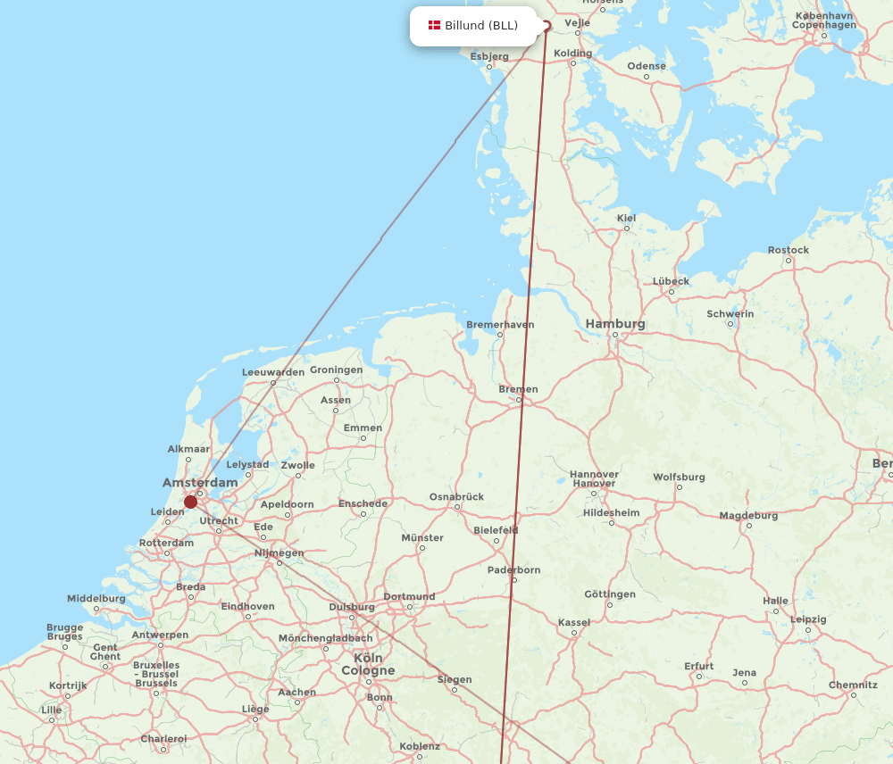 NUE-BLL flight routes