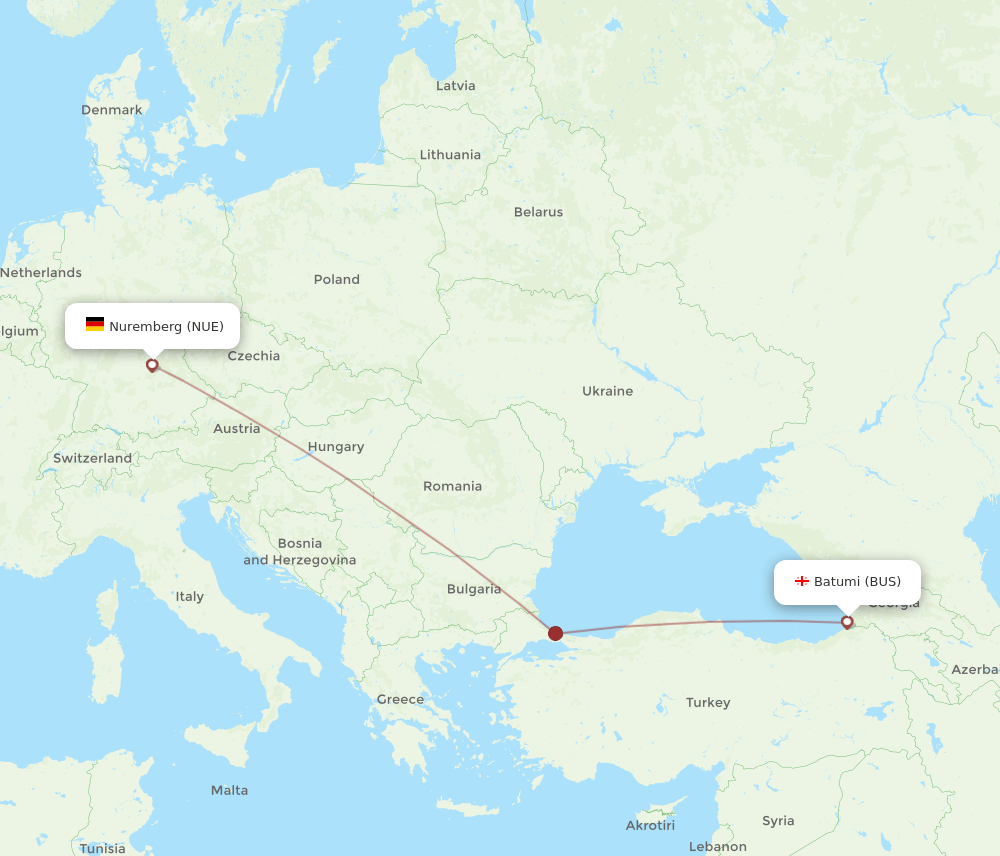 NUE-BUS flight routes