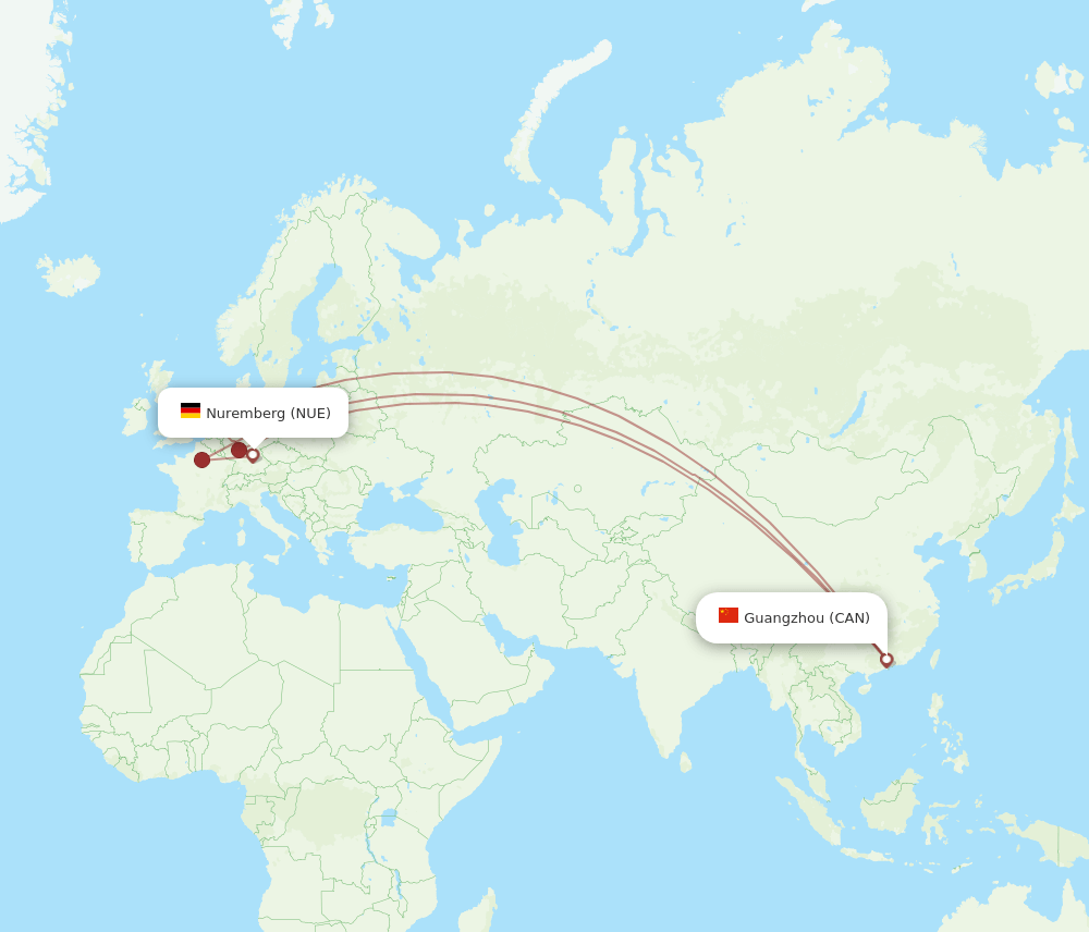 NUE-CAN flight routes