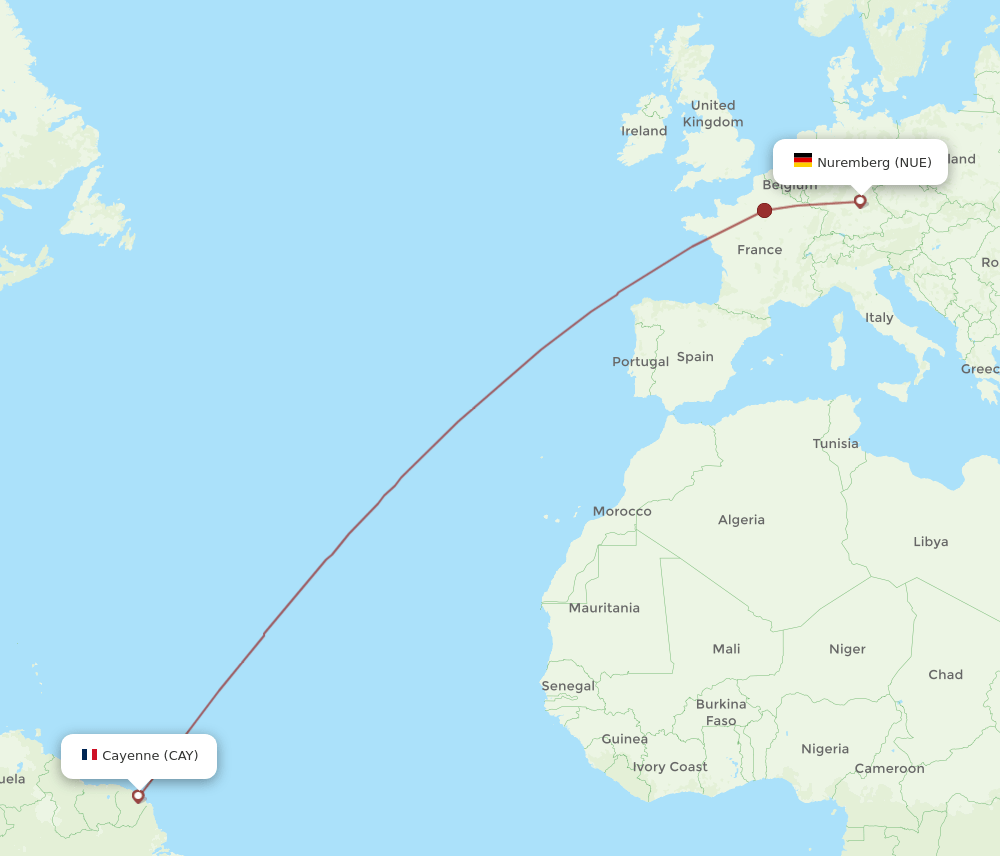 NUE-CAY flight routes
