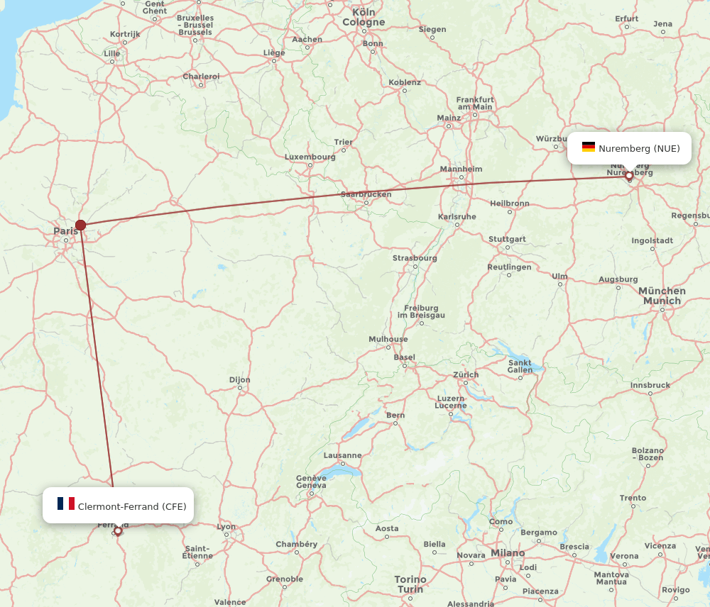 NUE-CFE flight routes