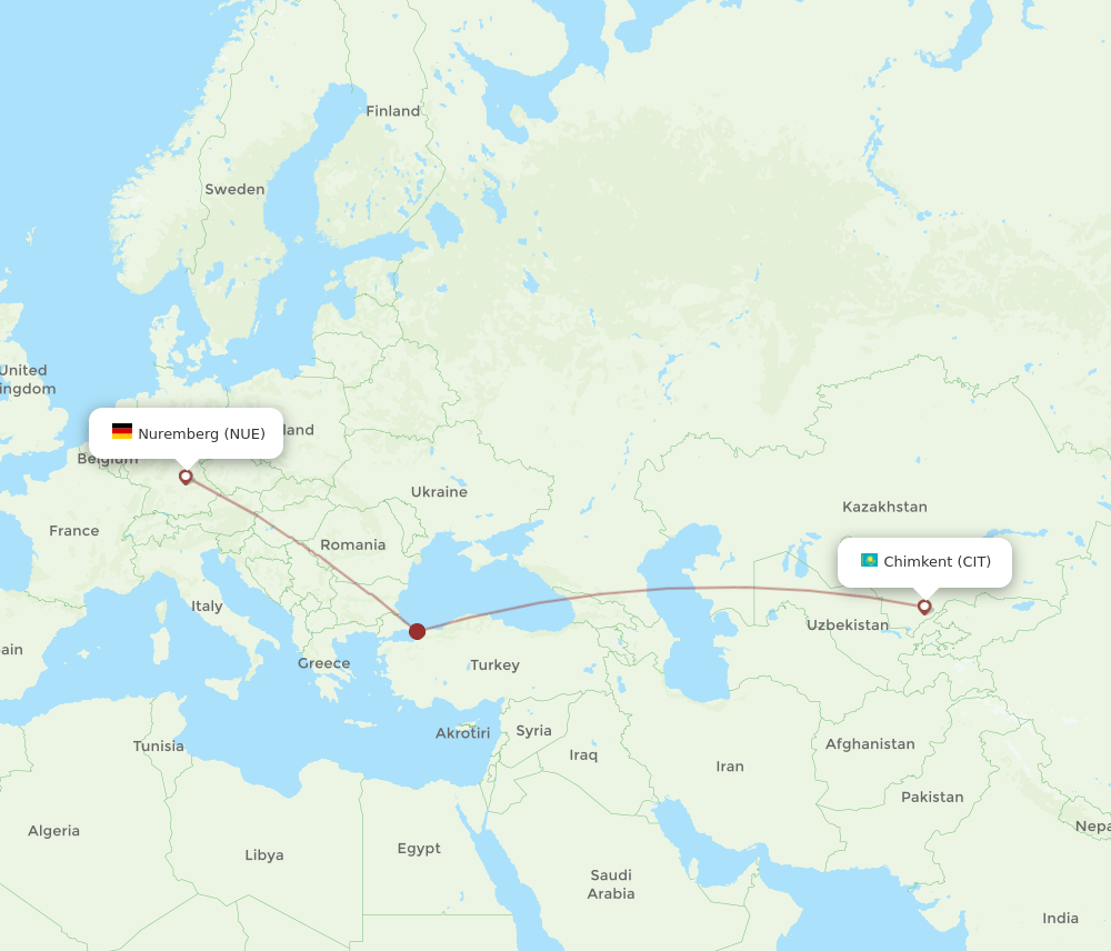 NUE-CIT flight routes