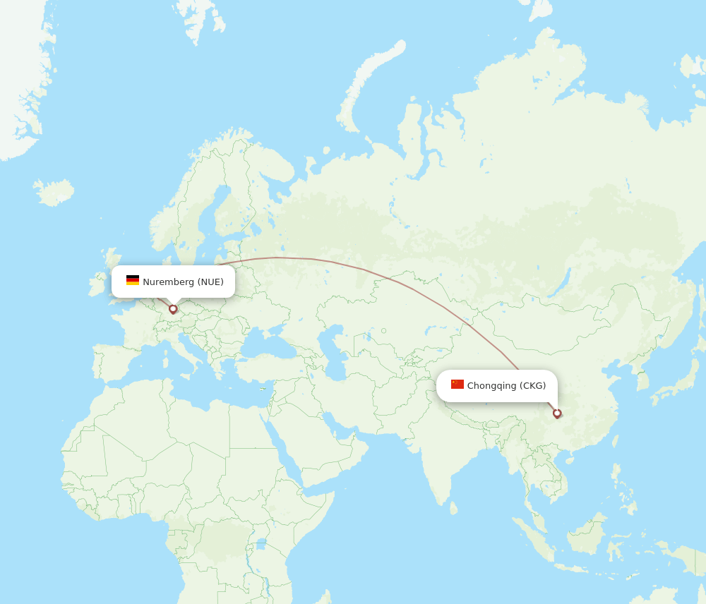 NUE-CKG flight routes