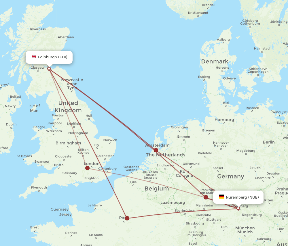 NUE-EDI flight routes