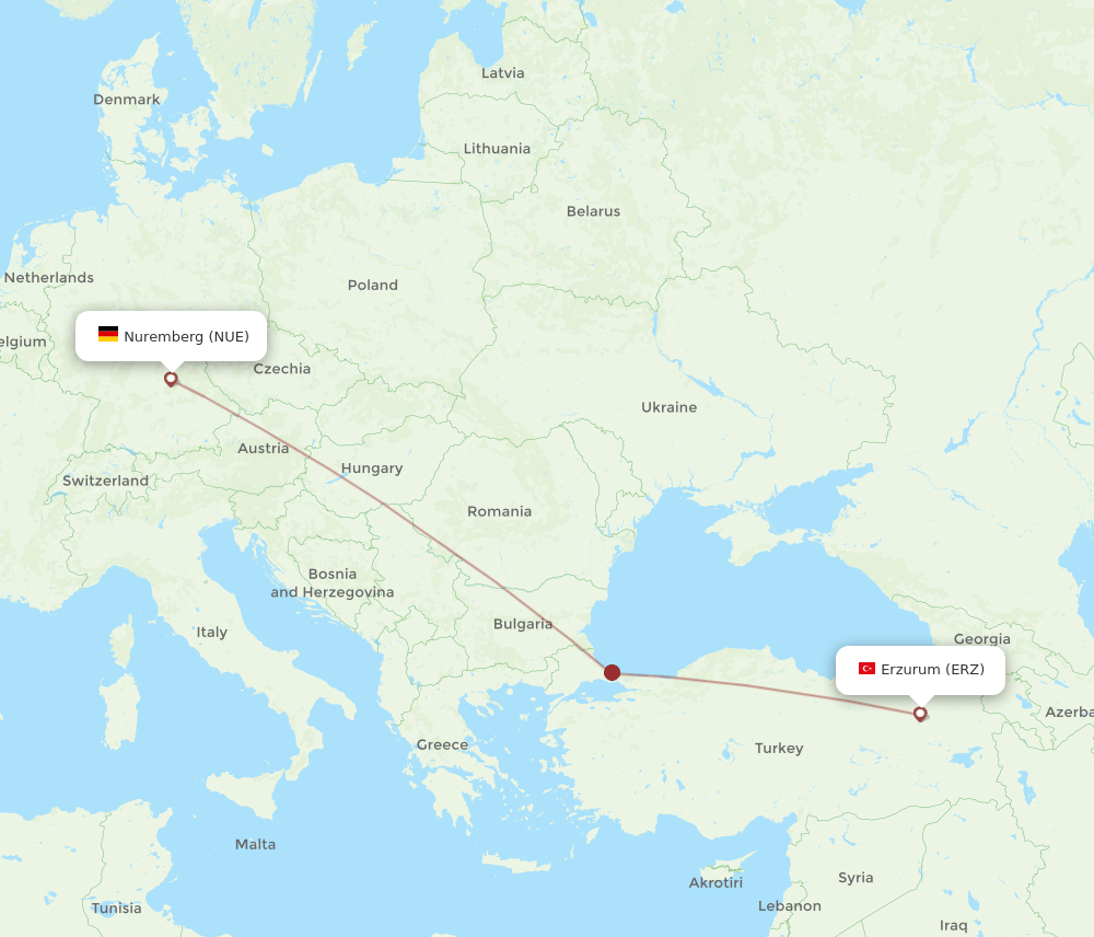 NUE-ERZ flight routes
