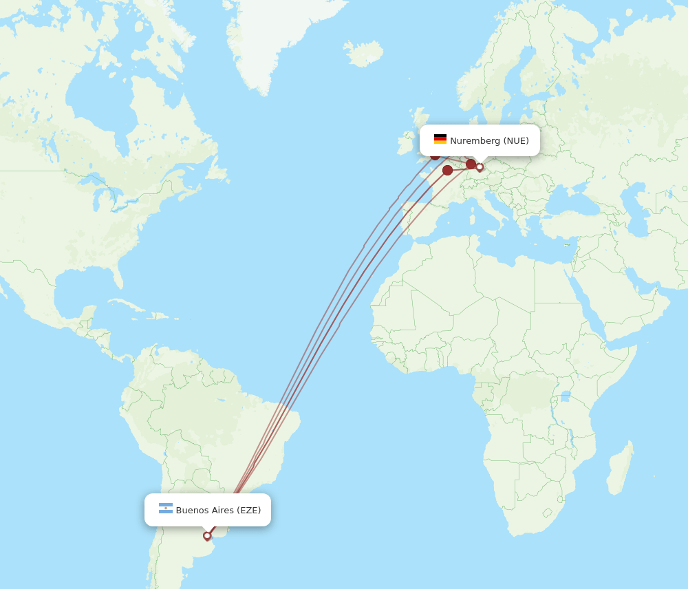 NUE-EZE flight routes