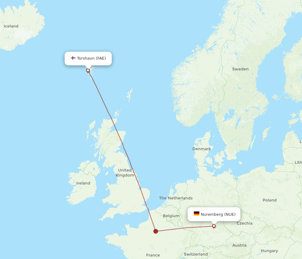 NUE-FAE flight routes